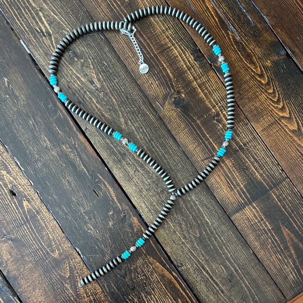 Cody & Sioux Navajo Pearl and Turquoise Lariat Necklace